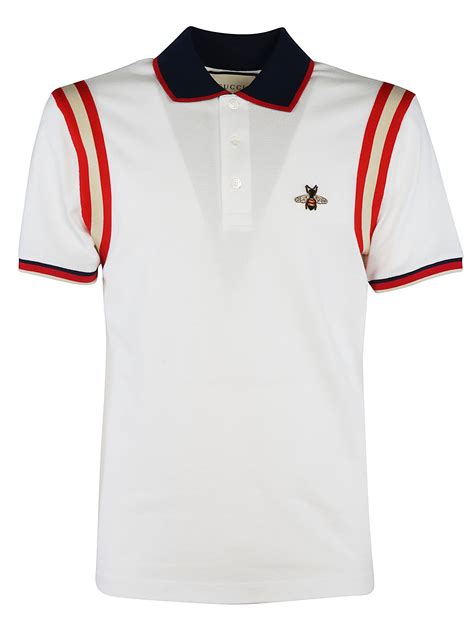 white gucci polo shirt mens|gucci bee embroidered polo shirt.